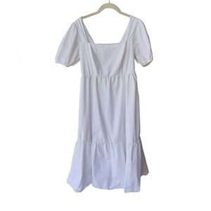 Astr White Tiered Ruffled Midi Cottagecore Milkmaid Medieval Sundress, M